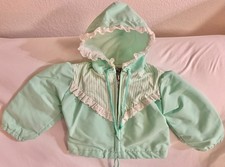 Vintage Weather Tamer Baby Mint Green Hooded Lace Jacket USA Made 12M