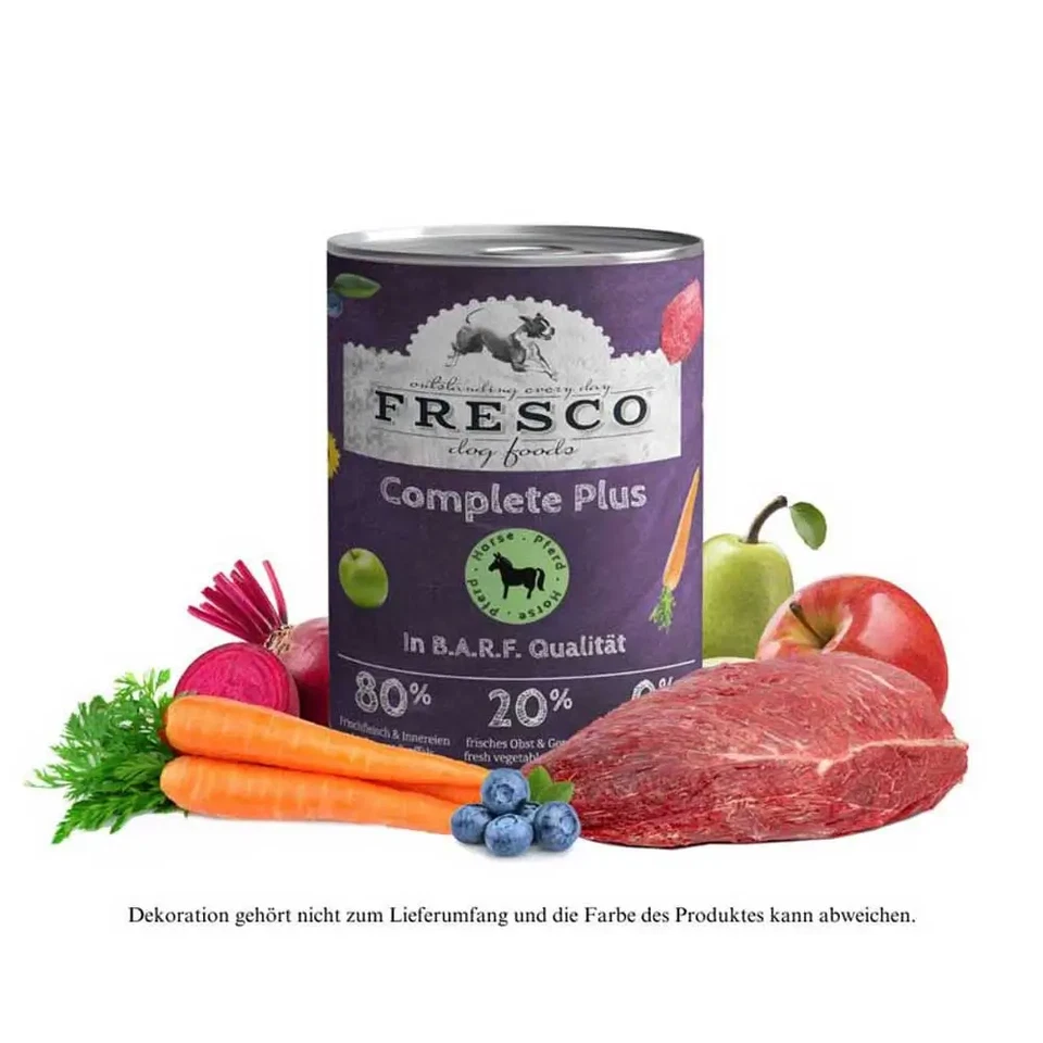 FRESCO Complete Plus Pferd (haltbares B.A.R.F.) 12 x 400g Hundefutter Nassfutter