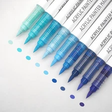 Yolaka Water Based Acrylic Paint Markers Blue, 9 Colors Acrylic Paint Pens Set