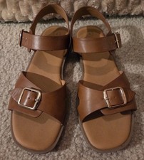 Cat Jack Girls Reagan Brown Sandals Summer Gold Girl Youth Size 4, Adj. Straps