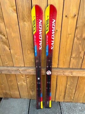 Vintage Alpine Snow Ski 51'' Long Skis 130 cm SALOMON EQUIPE Red Yellow DECOR