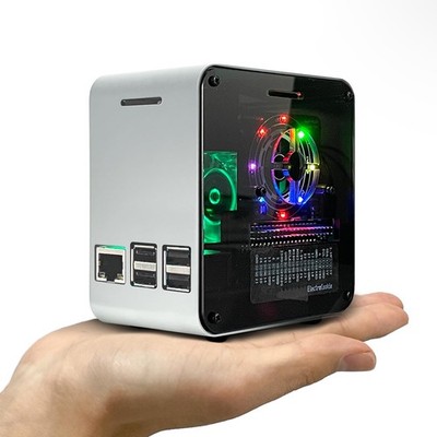 Raspberry Pi 3 Case, Aluminum Mini Tower Case with Cooling Fan and Color Changin
