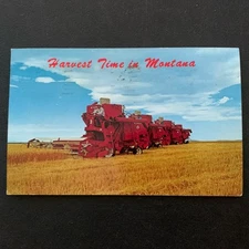 VTG Postcard Harvest Time in Montana McCormick Harvesters Farming Collectible