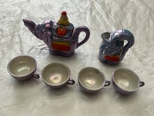 Vintage Japanese Elephant Creamer,Sugar And Four Cups Tea Set Hand Painted