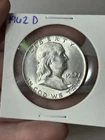 1962 D Franklin Half Dollar - 90% Silver - AU - Almost Uncirculated (item 8)