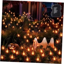  Halloween Pathway Lights, 7.54ft 3 Pack Candle Flame Lights Outdoor Orange