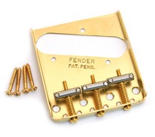 Genuine Fender Gold Vintage 3-saddle Telecaster/Tele Bridge 099-0806-200