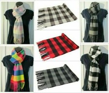 Wholesale Lot Women Men Winter Warm 100 Cashmere Check Plaid Scarf Wrap Soft
