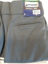 Champro Youth Size Large Gray Black Pipe Triple Crown Open Bottom Baseball Pants