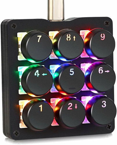 9 Keys Mechanical Gaming Keyboard RGB LED Backlit Blue Switches & Round Keycaps - 第 1/6 張圖片