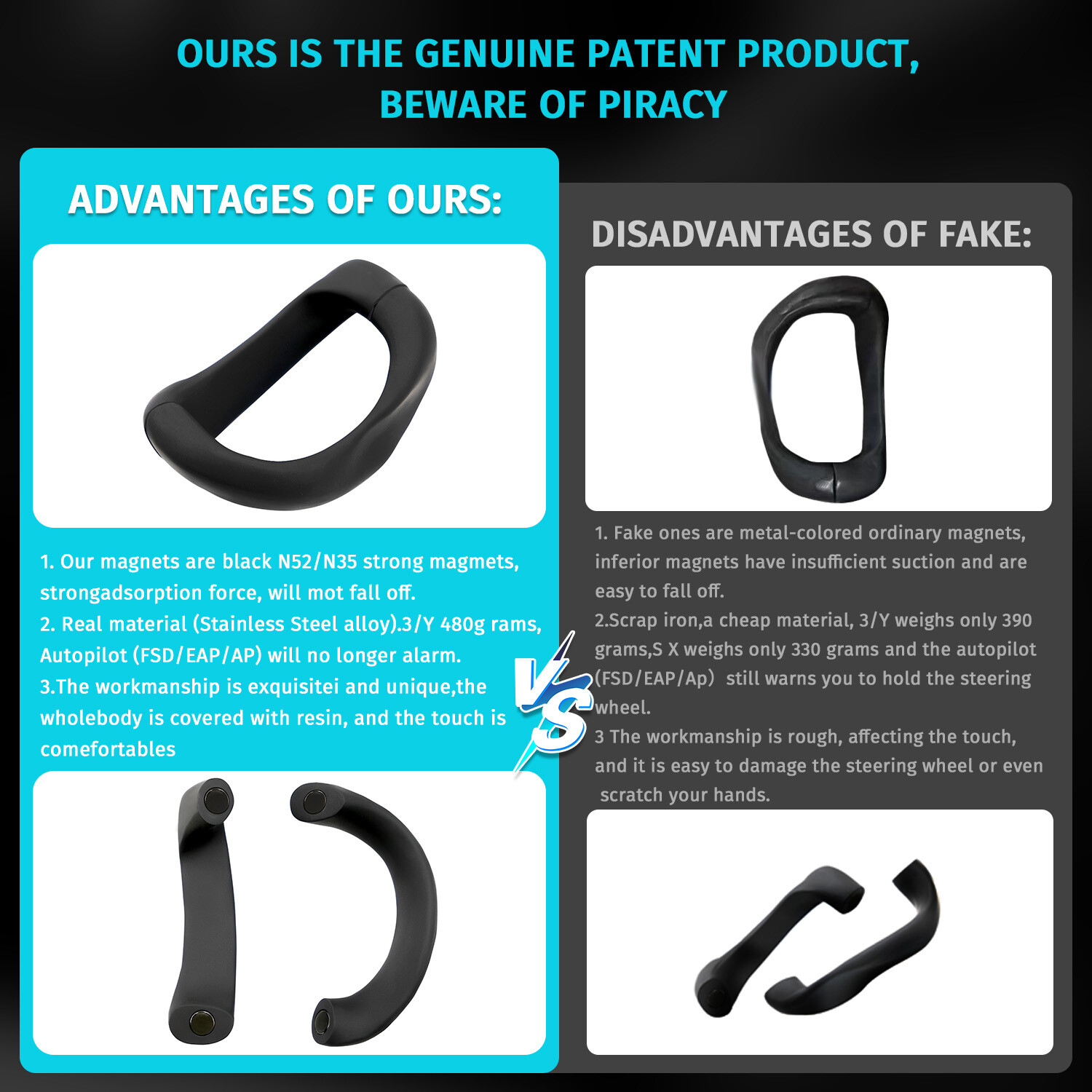 Steering Wheel Weight Autopilot FSD AP Counterweight Ring for Tesla