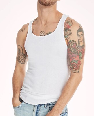 Hanes Men s Tagless Cotton Tanks Tops 4-Pack Solid White Size M
