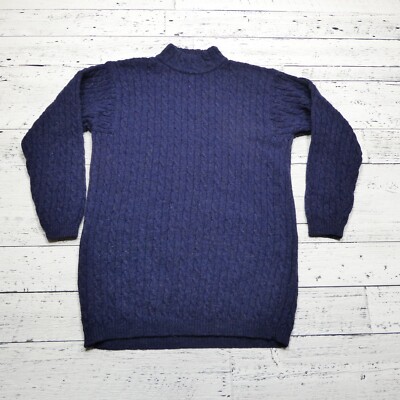 VINTAGE United Colors of Benetton Sweater Dress Womens M/L Blue Shetland Wool