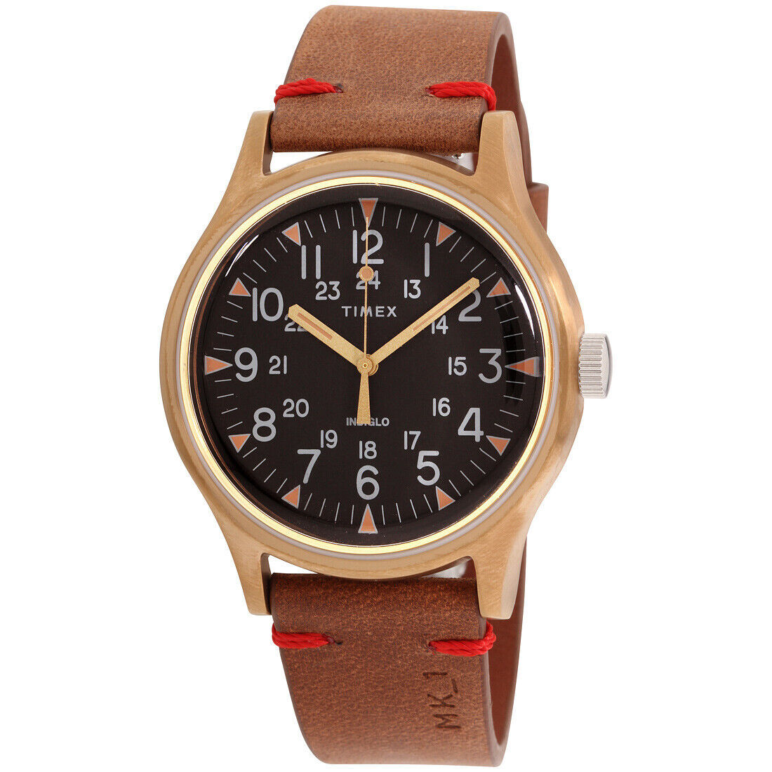 Timex MK1 40mm Gold Stainless Steel Case with Brown Leather Strap