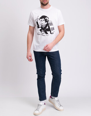 RRP €175 PS PAUL SMITH T-Shirt Size S White Printed Vulgar Monkey 