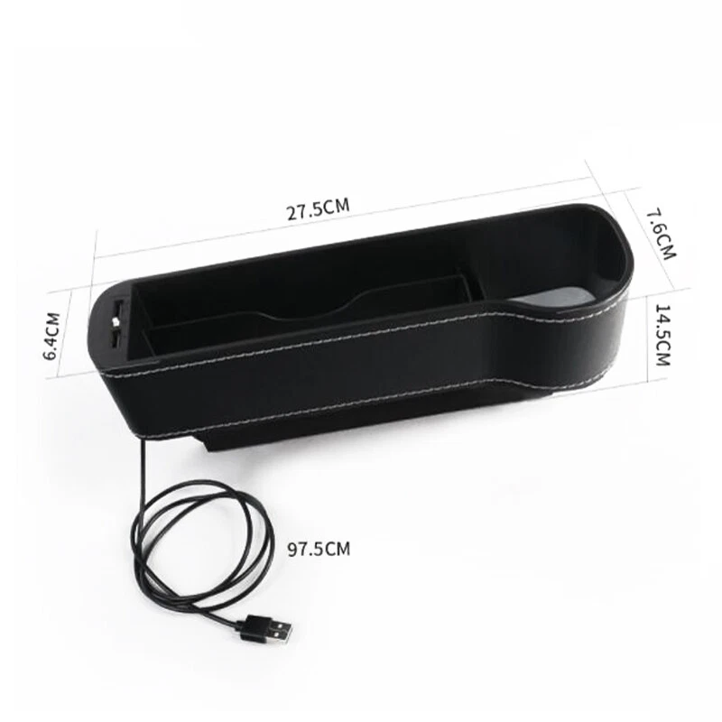 Caja de almacenamiento de asiento lateral derecho para automóvil 1 pieza puerto de carga rápida con luz LED Foto 2 de 4