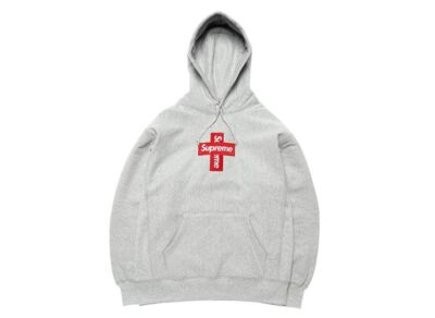 Supreme Cross Box Logo Hooded Sweatshirt Grey | eBay