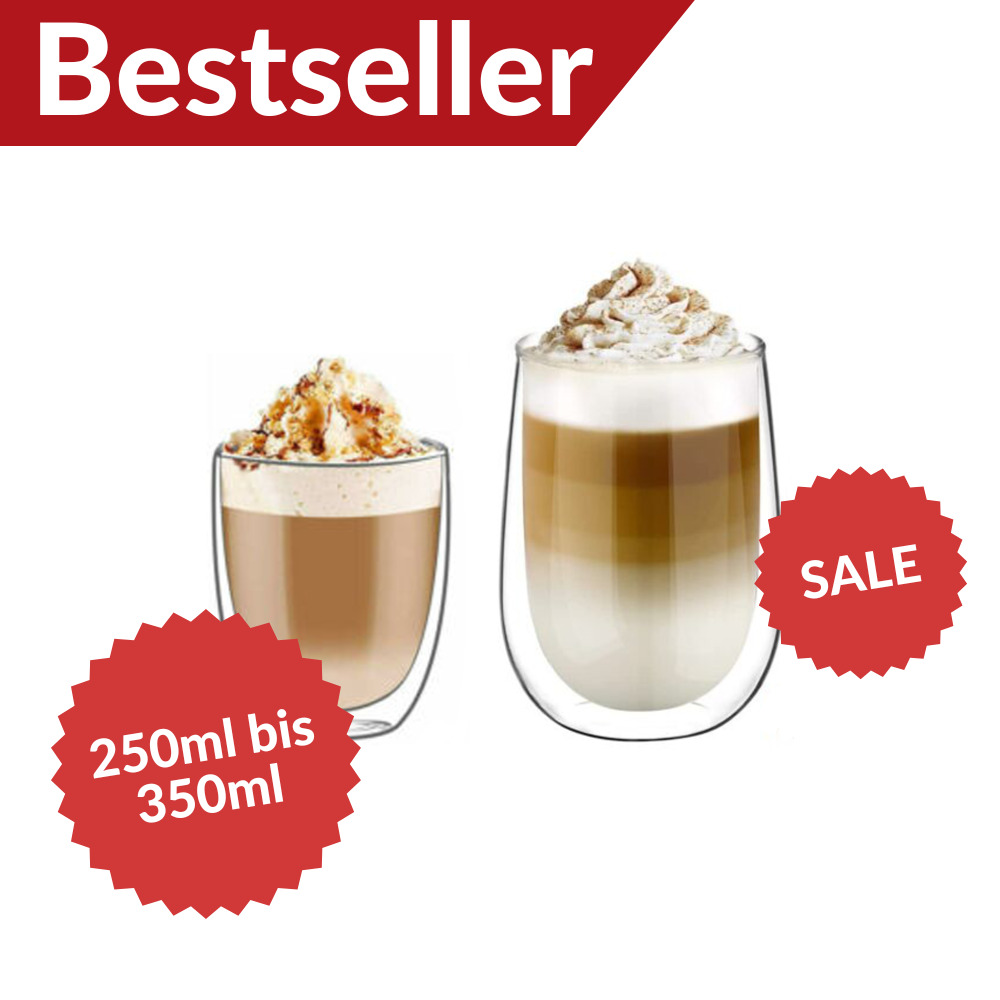 Doppelwandige Gläser Kaffeegläser Kaffeetassen Thermogläser 250 bis 350ml