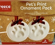 Dog Or Cat Pet  s Paw Print 2 Christmas Ornaments Wall Hangings DIY Craft Kit NIB