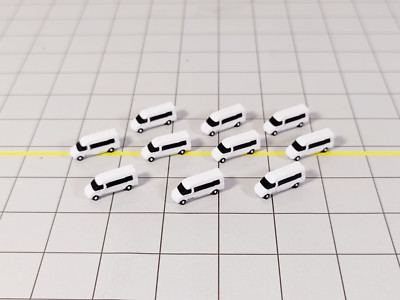 10x White AIRPORT CREW MINIBUSES/VANS Aircraft Vehicles Models 1:400 Scale