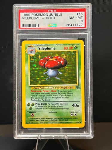 Vileplume Jungle 15/64 Unlimited Holo - PSA 8 NM-MT OLD CERT - DISCOUNTED PRICE!