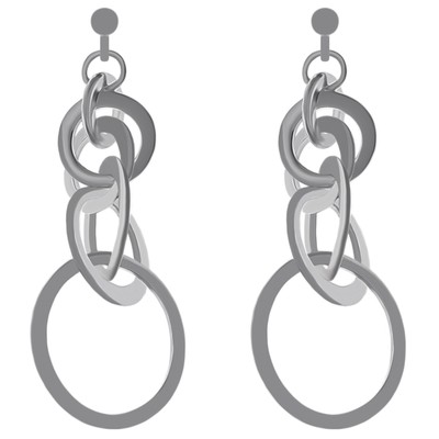 Boucles D'oreilles Pendantes Argent 925 Et Onyx - Occasion - Style Clous - Pierre Noire