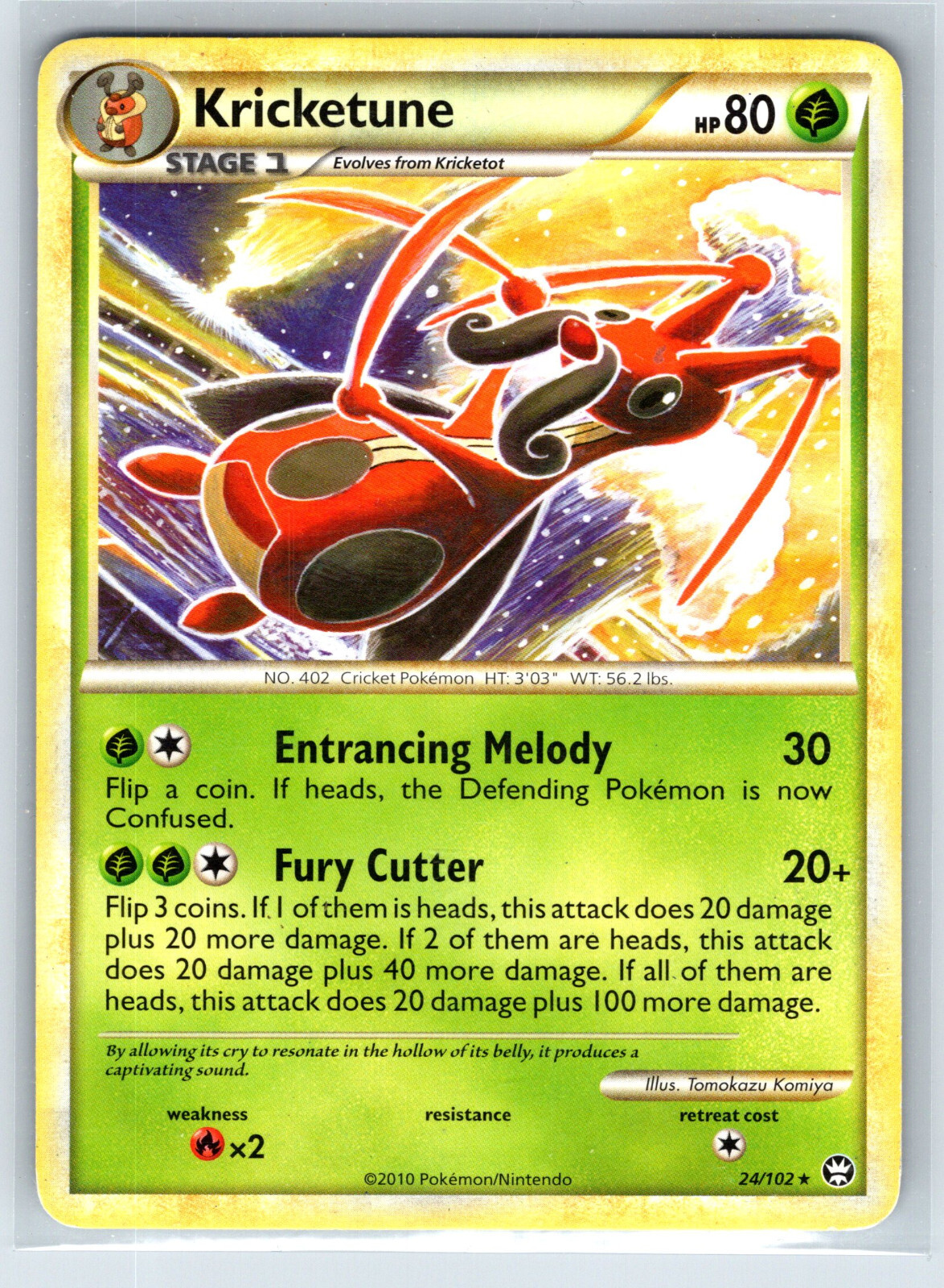 Kricketune 24/102 Rare HGSS: Triumphant Pokemon Card MP