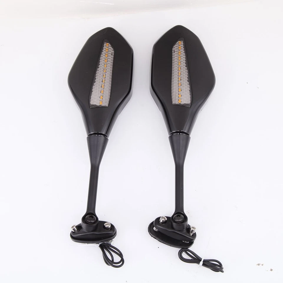 Espejos retrovisores laterales LED luz intermitente para Honda CBR1000RR SUZUKI GSXR600 Foto 2 de 4