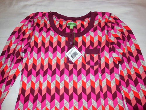 Vera Bradley LONG SLEEVE HENLEY PAJAMA TOP in BOHEMIAN CHEVRON Size LARGE 12-14 - Picture 4 of 6