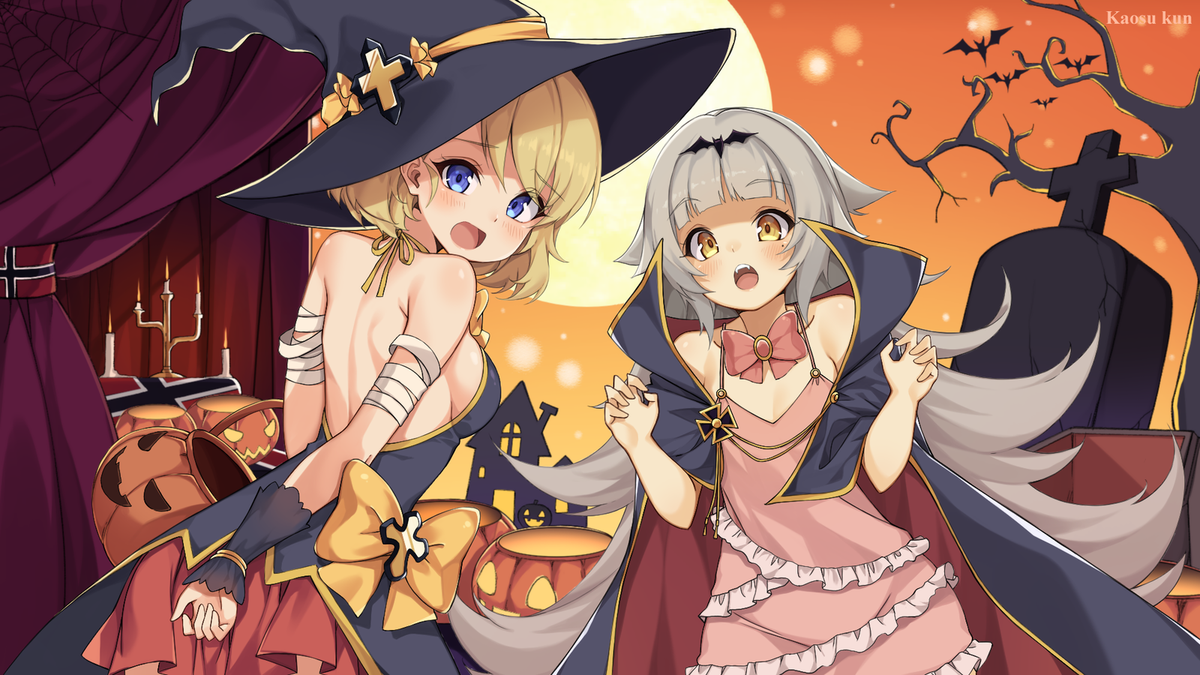 Anime halloween azur lane pumpkin girls z23 z46 witch Playmat