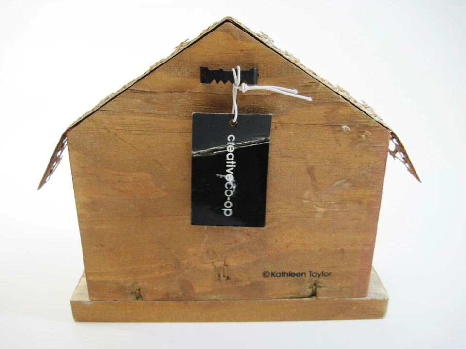 French Bulldog Family Wood Wall Plaque Rustic House Metal Roof by Creative Coop - Image 2 of 4