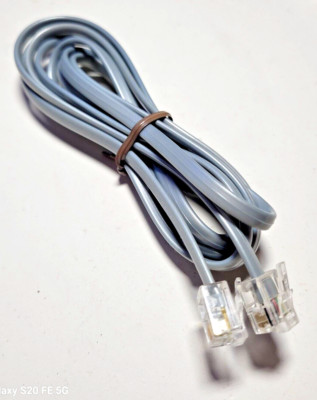 6 ft Phone Line Cord Cable Wire-E6P-Modem/Fax/Phone to Wall - Silver Satin-NIP