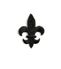 ( ONE - 1) FLEUR DE LIS BLACK EMBROIDERED IRON ON APPLIQUE PATCH