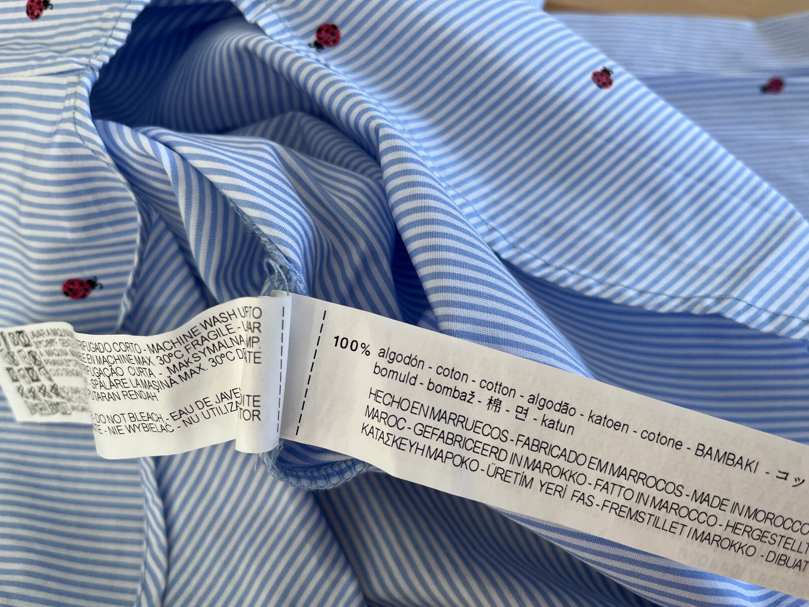 ZARA Basic Striped Ladybug Print Long Sleeve Butt… - image 9