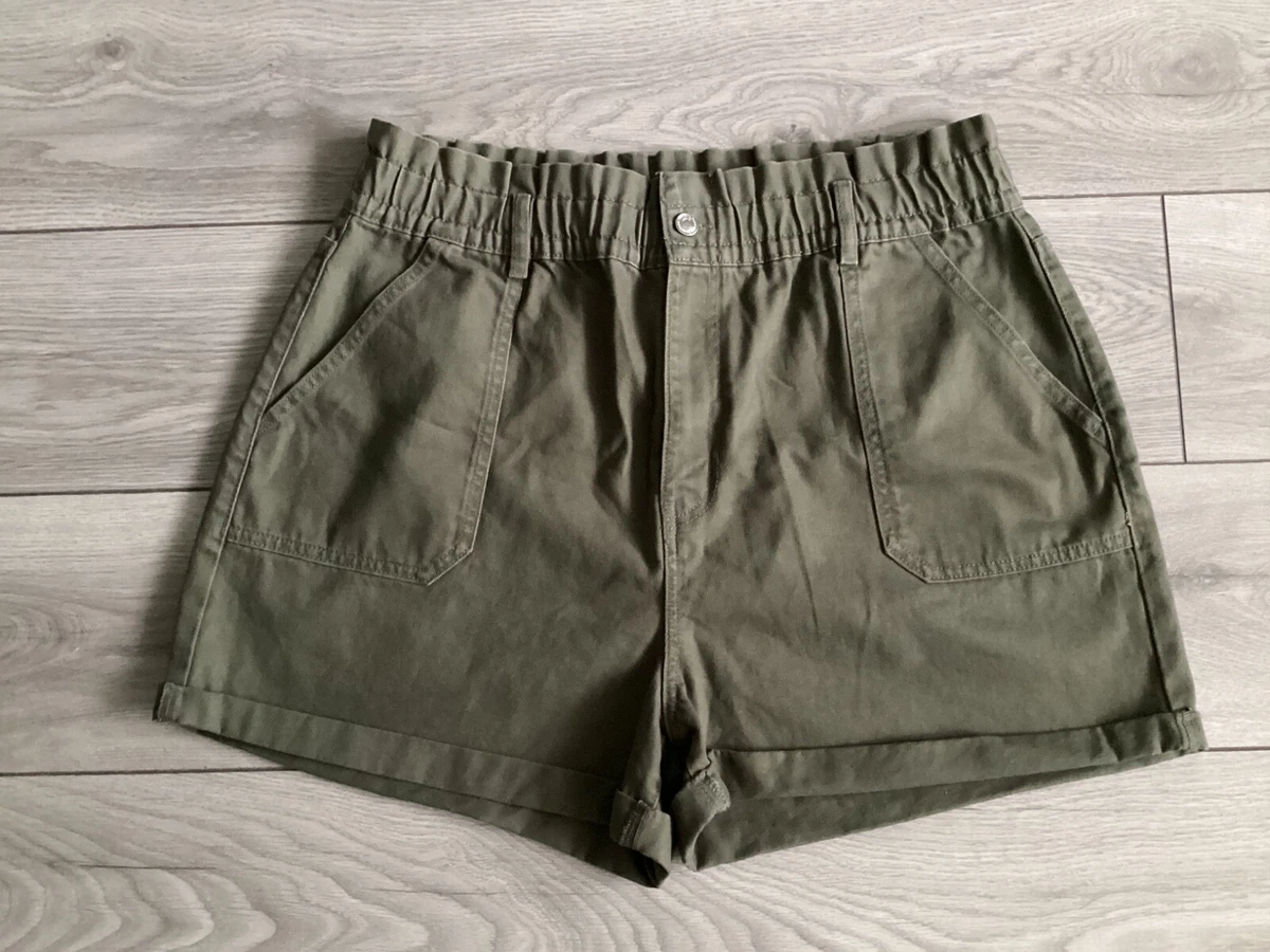 Short Cut-off Primark Femme 100% Coton Vert - Taille M - Taille Haute élastiquée