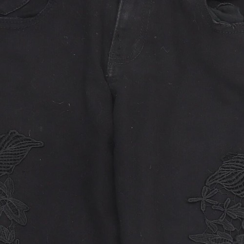 Quiz Womens Black Cotton Blend Skinny Jeans Size 6 L31 - Crocheted Lace - Picture 9 of 10
