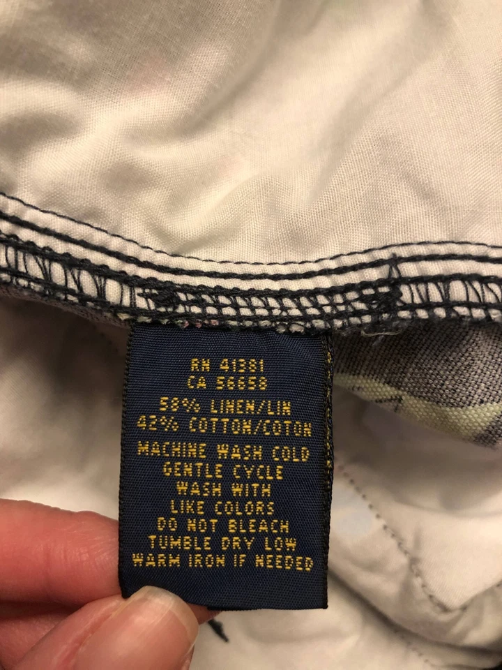 Pantalones Cortos Polo Ralph Lauren Para Mujer 2 Negros Estampado Floral Mezcla de Lino Playa Hawaiana Foto 4 de 4