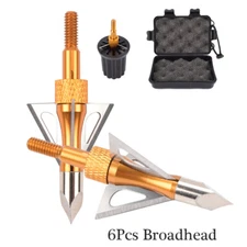 6X100Gr Hunting Broadheads 3 Blade Archery Arrowheads Points Tips with Case Box