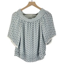 Banana Republic Factory Floral Off The Shoulder Top Blue and White Size Small