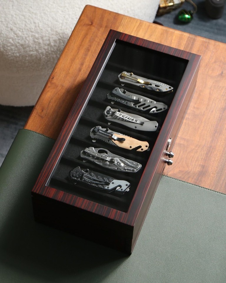 Knife Display Case, 2226 Slot Storage Box, Ebony Veneer, 3Tier
