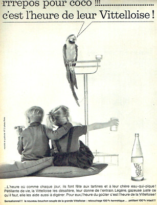 Werbung Advertising 0523 1963 Vittelloise eau qui pique ruhe Kokosnuss Papagei