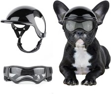 Dog Helmet and Goggles for Small Dogs - Pet Goggles Pet Motorcycle Helmet Hat wi