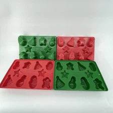 Set of 4 Jello Jigglers Christmas Happy Holidays Jello Molds Santa Snowman More