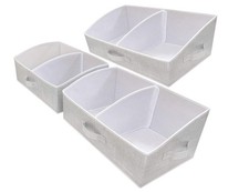 3 PCS Large Closet Storage Bins Foldable Fabric Box Grey 20x11.2x8.3 Inch