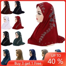 Rhinestone Muslim Women Hijab One Piece Amira Instant Head Scarf Shawls Turban