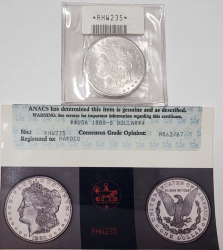 1880-S MORGAN DOLLAR ANACS MS62