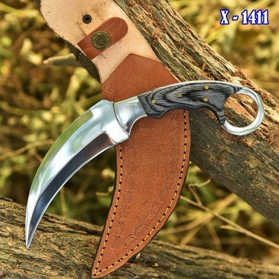 Custom Made Carbon Steel Blade Karambit Full Tang Hunting Knife Outdoor Camping