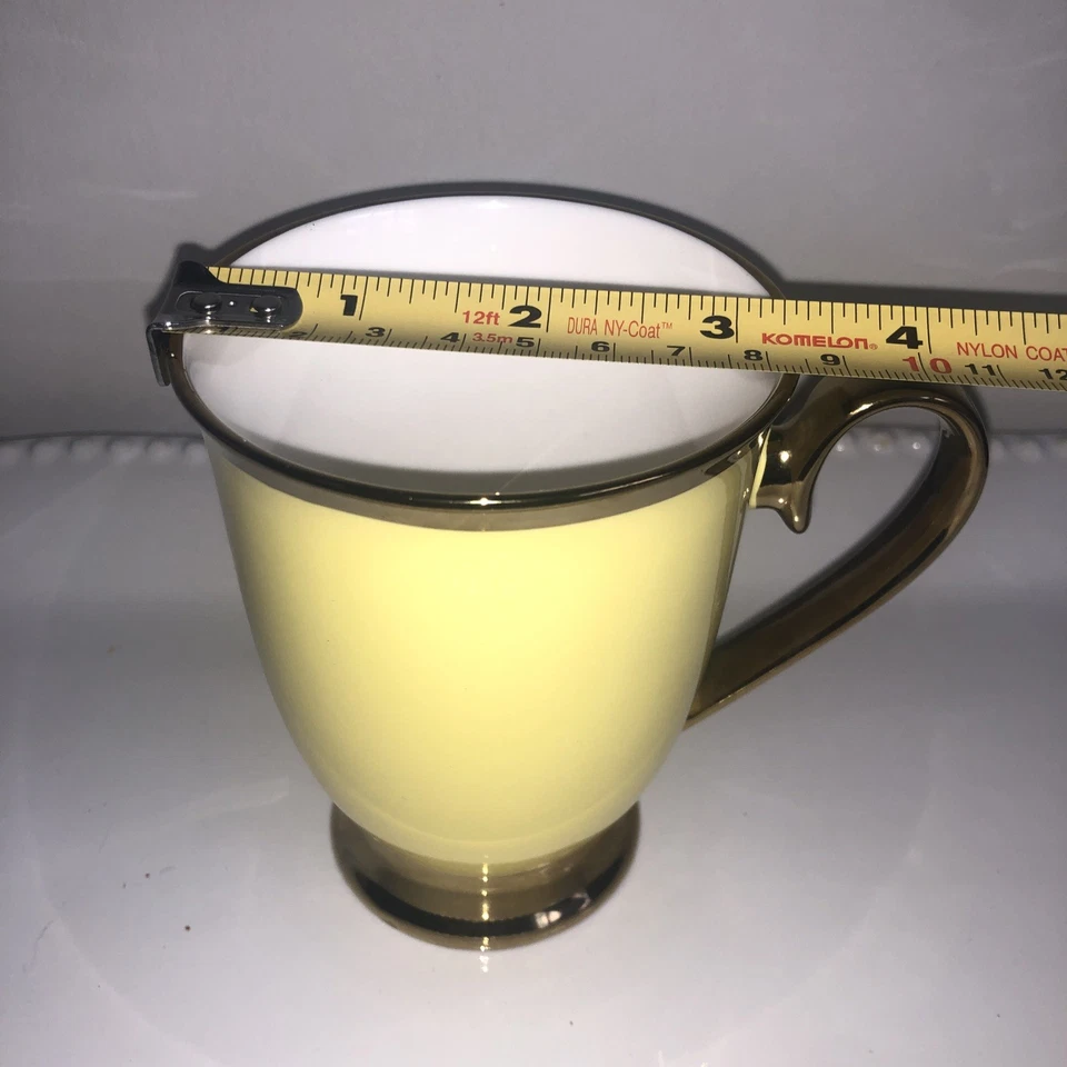 GRACE TEAWARE Fine Porcelian Solid Yellow Tea/Coffee Cup/Mug Gold Rim & Handle - Image 3 of 4