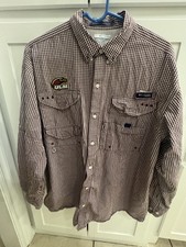 Columbia PFG  Men’s Large  Burgundy White  ULM Louisiana Monroe Warhawks Fishing