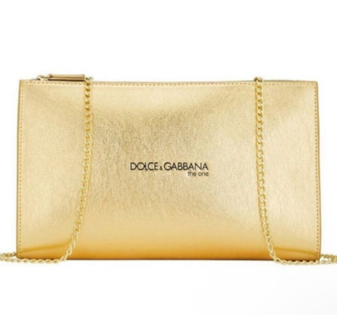 New Dolce & Gabbana The One Beauty Clutch Gold Chain Detachable Bag